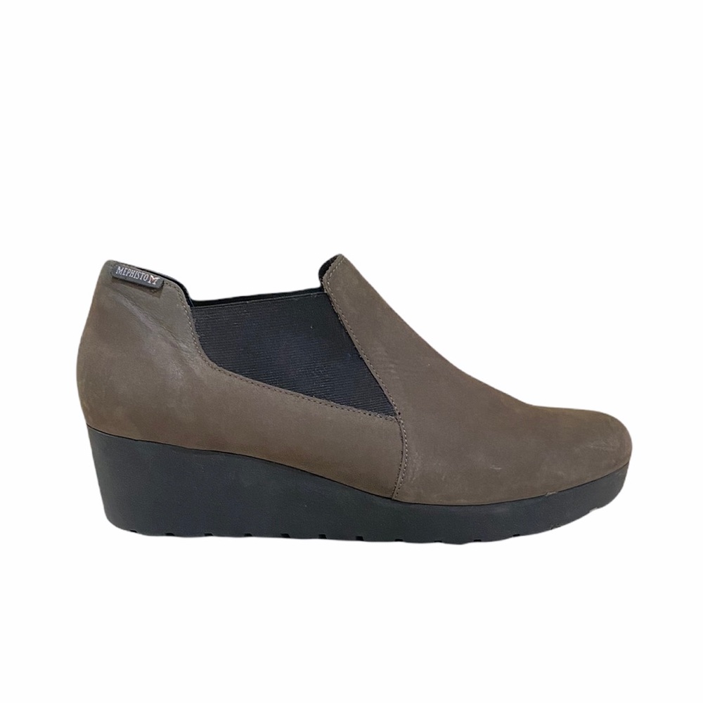 Mephisto Marly Suede Leather Clogs Booties Taupe Gray 10